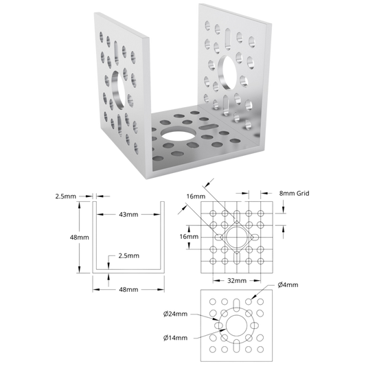 goBilda's 1120 Series U-Channel (1 Hole, 48mm Length)