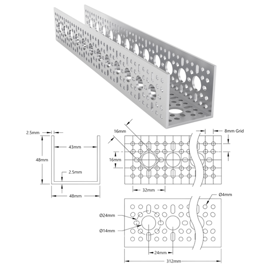 goBilda's 1120 Series U-Channel (12 Hole, 312mm Length)