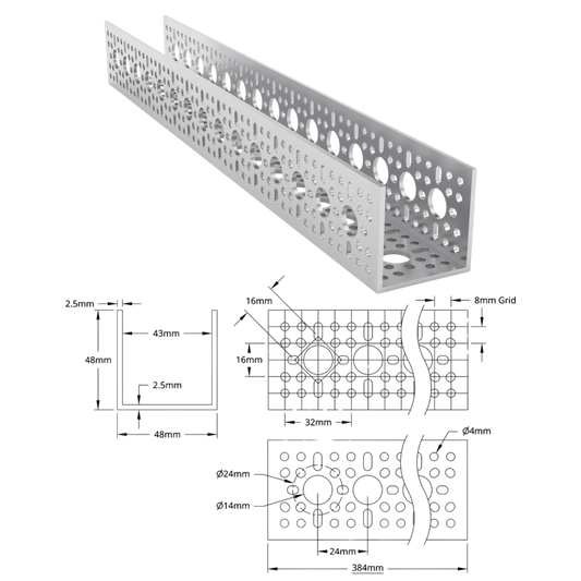 goBilda's 1120 Series U-Channel (15 Hole, 384mm Length)