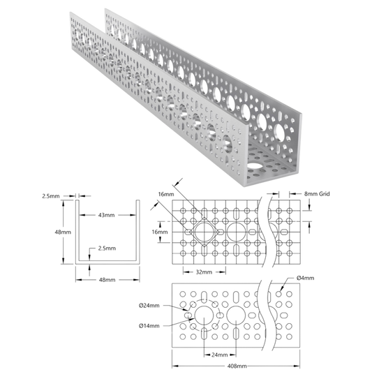 goBilda's 1120 Series U-Channel (16 Hole, 408mm Length)