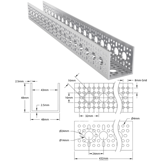 goBilda's 1120 Series U-Channel (17 Hole, 432mm Length)