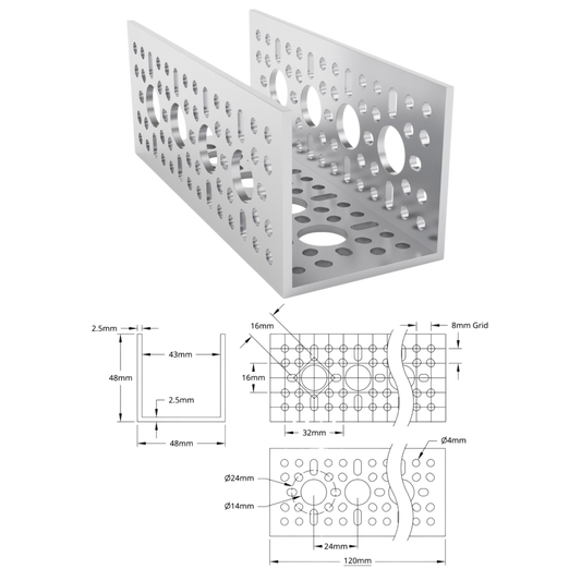 goBilda's 1120 Series U-Channel (4 Hole, 120mm Length)