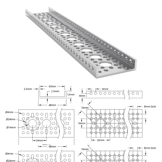 goBilda's 1121 Series Low-Side U-Channel (11 Hole, 288mm Length)