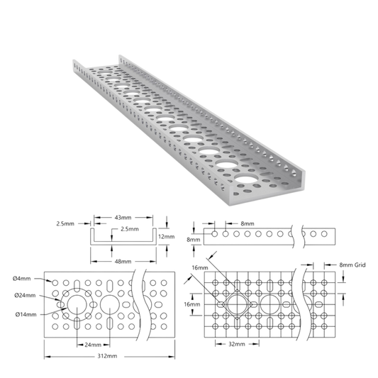 goBilda's 1121 Series Low-Side U-Channel (12 Hole, 312mm Length)