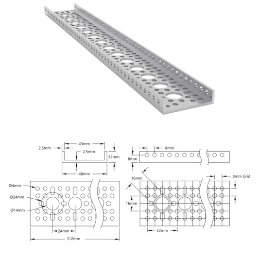 goBilda's 1121 Series Low-Side U-Channel (14 Hole, 360mm Length)