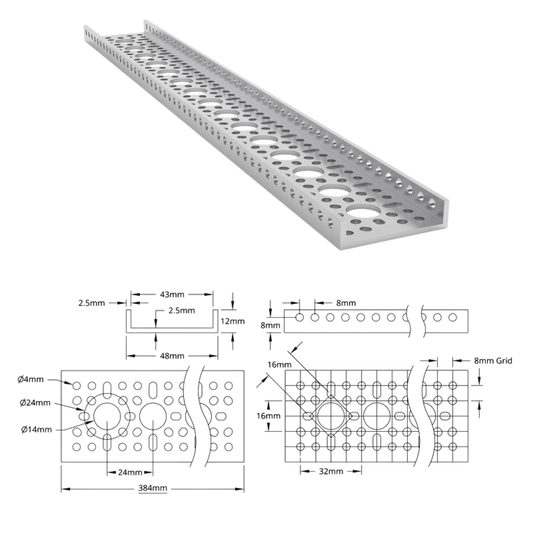 goBilda's 1121 Series Low-Side U-Channel (15 Hole, 384mm Length)