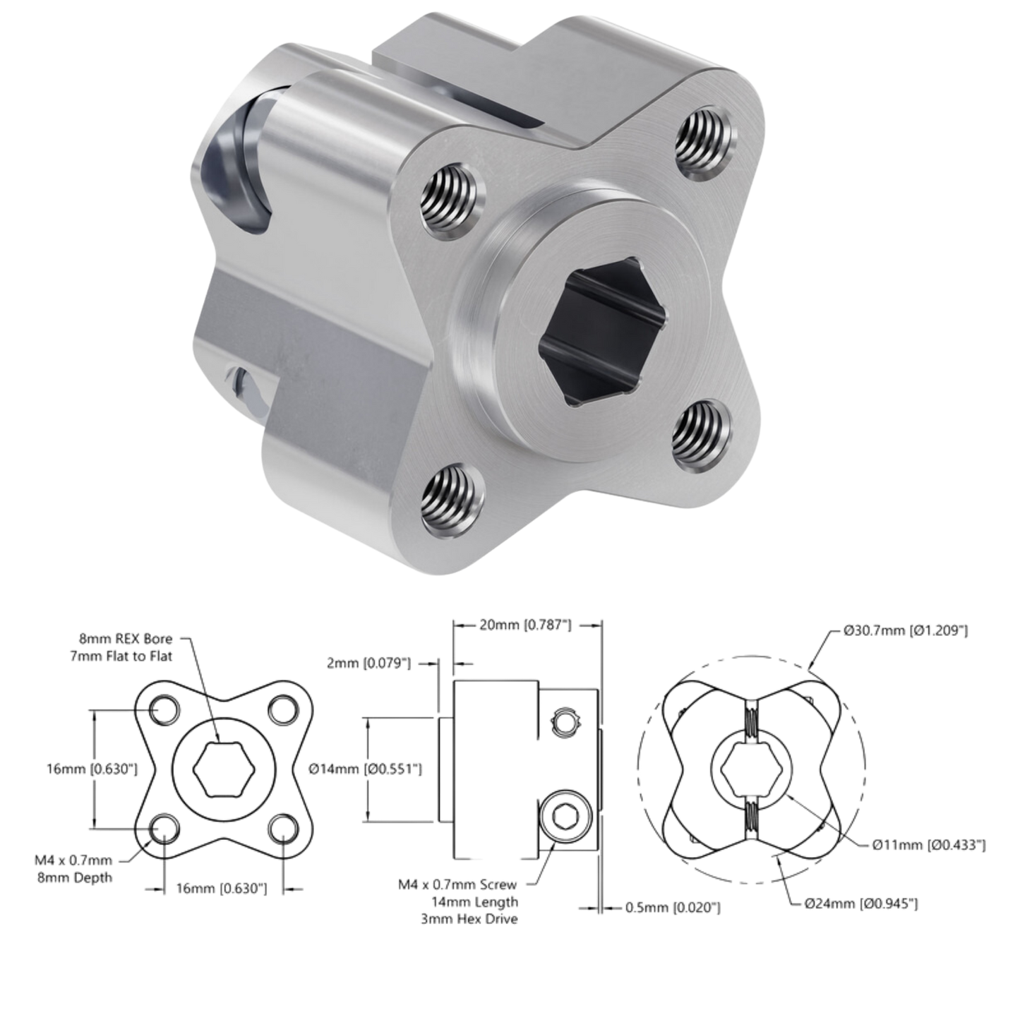 goBilda's 1310 Series Hyper Hub (8mm REX™ Bore)