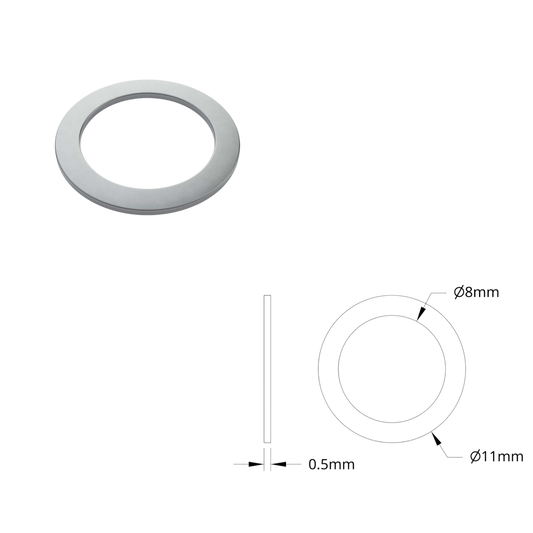 goBilda's 2807 Series Stainless Steel Shim (8mm ID x 11mm OD, 0.50mm Thickness) - 12 Pack