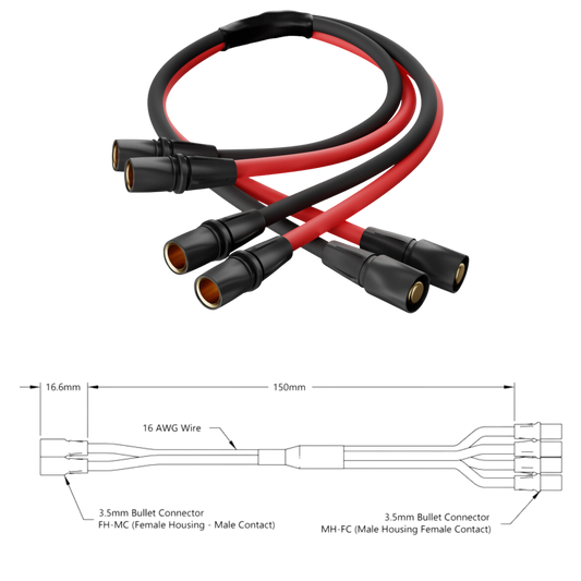 goBilda's 3.5mm Bullet Y-Harness (Single FH-MC to Dual MH-FC, 150mm Length)