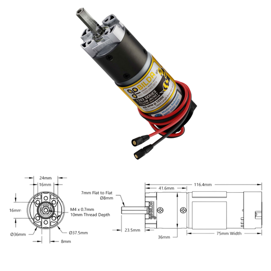 goBilda's 5203 Series Yellow Jacket Planetary Gear Motor (13.7:1 Ratio, 24mm Length 8mm REX™ Shaft, 435 RPM, 3.3 - 5V Encoder)