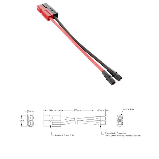 goBilda's Anderson Powerpole to 3.5mm Bullet [MH-FC] Adaptor (100mm Length)