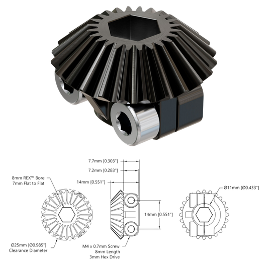 goBilda's Clamping Steel Miter Gear (8mm REX™ Bore, 24 Tooth, MOD 1)